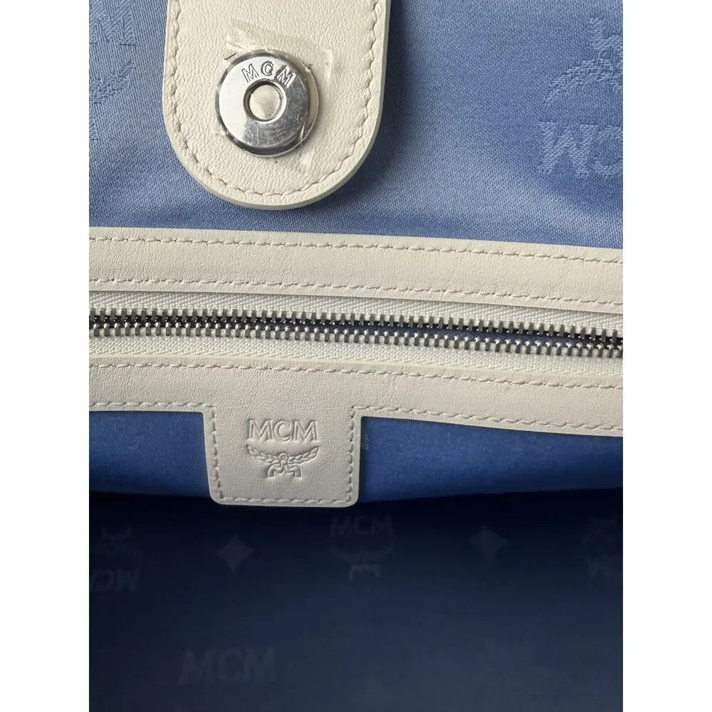 MCM reversible monogram tote baby blue